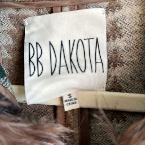 BB Dakota Navajo Bostwick Aztec Wool Faux Fur Southwestern Blanket Jacket Coat S - Picture 9 of 10